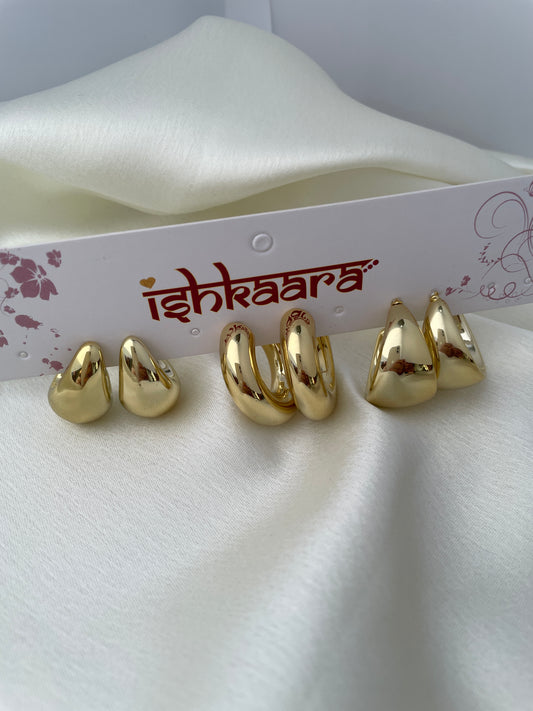 Golden Glam Hoops Combo