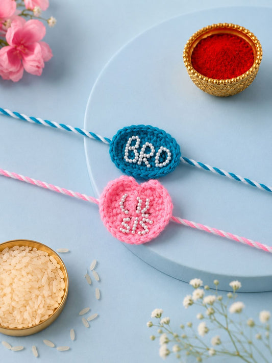 Bro & Sis Crochet Rakhi Combo