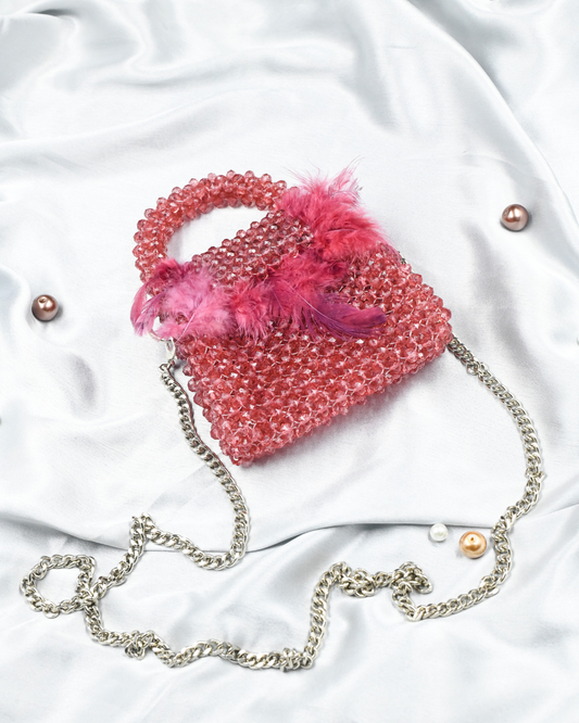 Shimmering Feather Mini Handbag
