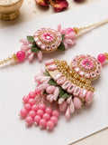 Pink Petal Kundan Bhaiya Bhabhi Rakhi Combo