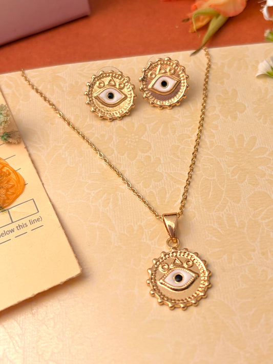 Golden Evil Eye Necklace Set