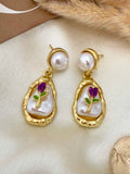 Floral Pearl Drop Earrings