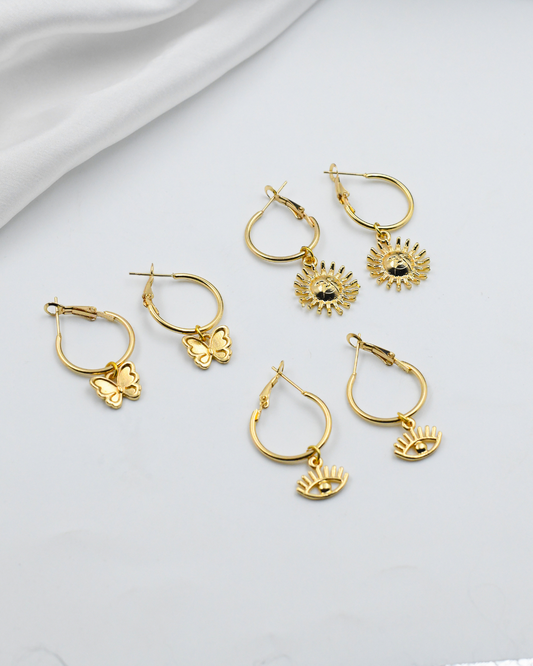 Sunshine Charm Hoops Combo