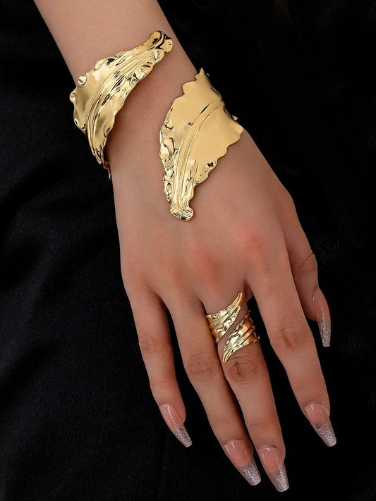 Wavy Leaf Cuff Bracelet