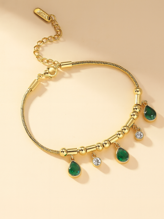 Emerald Droplet Charm Bracelet
