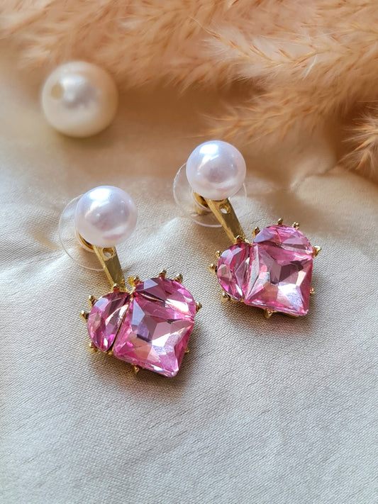Pearl Aura Heart Earrings