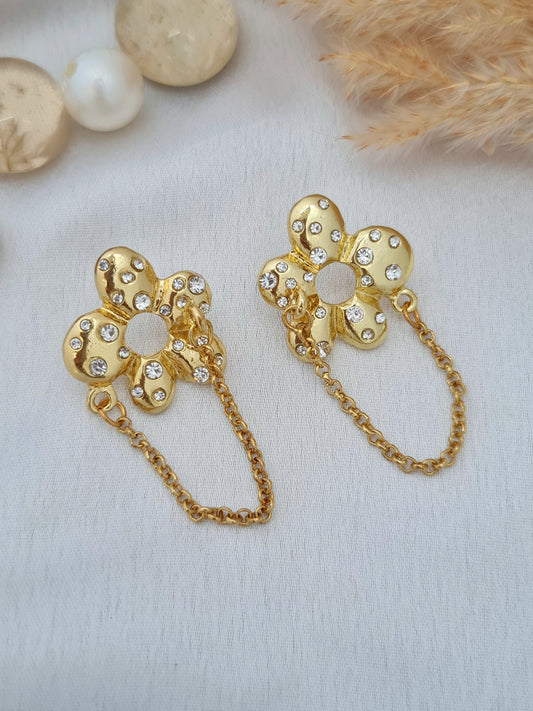 Golden Petal Chain Studs