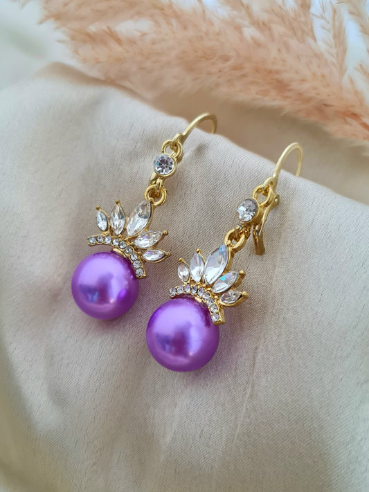 Pearl Crown Dangler Earrings