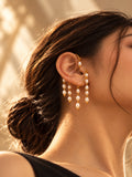Golden Pearl Dangling Earcuff