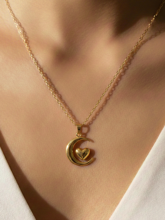 Golden Moon Heart Chain