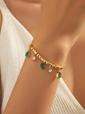 Emerald Droplet Charm Bracelet
