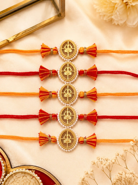 Set of 5 Trishul Kavach Rakhi Combo