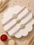 Set Of 3 Pastel Lotus Rakhi Combo