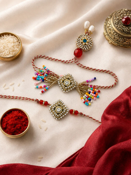 Multi Beads Bhaiya Bhabhi Rakhi Combo