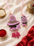 Pink Petal Kundan Bhaiya Bhabhi Rakhi Combo