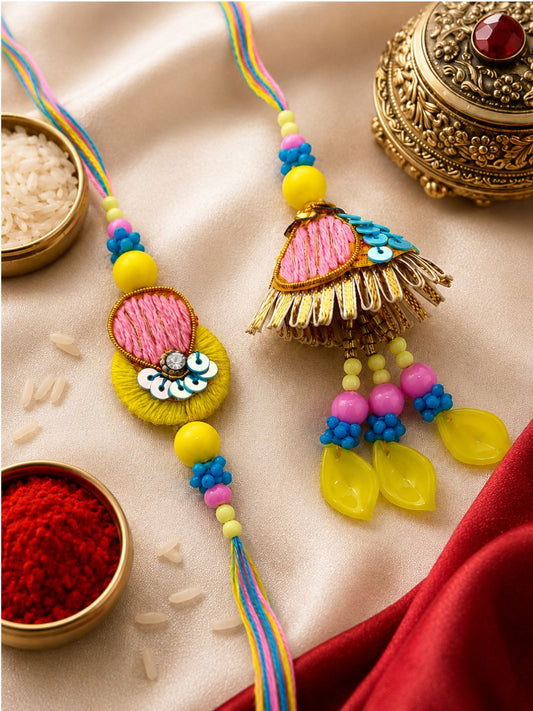 Phoolwari Bhaiya Bhabhi Rakhi Combo
