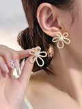 Floral Pearl Stud Earrings