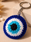 Crochet Blue Evil Eye Keychain