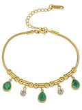 Emerald Droplet Charm Bracelet