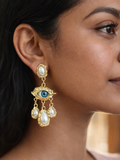 Evil Eye Pearl Dangler Earrings