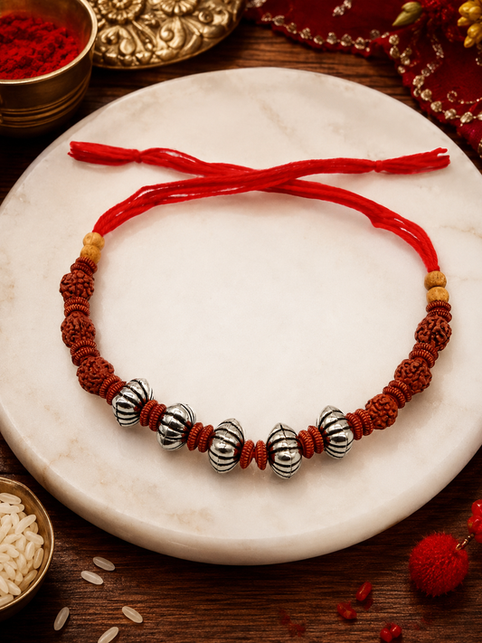 Silver Rudraksh Rakhi