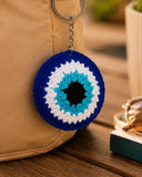 Crochet Blue Evil Eye Keychain