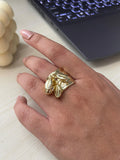 Golden Hanging Bead Ring