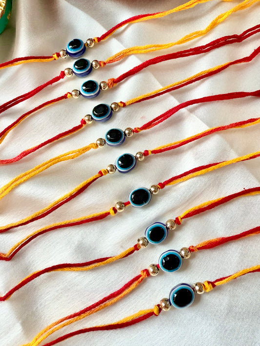 Set Of 10 Evil Eye Rakhi Combo