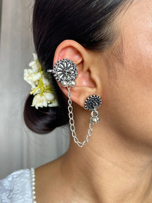 Rajwada Oxidised Chain Earrings