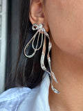 Silver Ribbon Statement Earrings