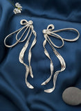 Silver Ribbon Statement Earrings