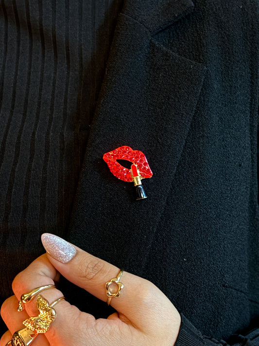 Scarlet Glam Lips Brooch