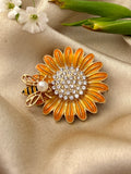 Orange Sunbee Brooch