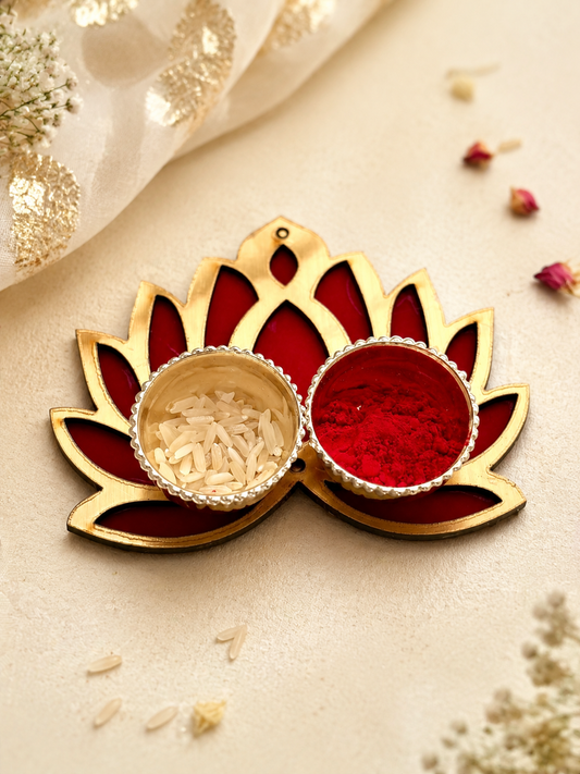 Festive Lotus Roli Chawal Plate