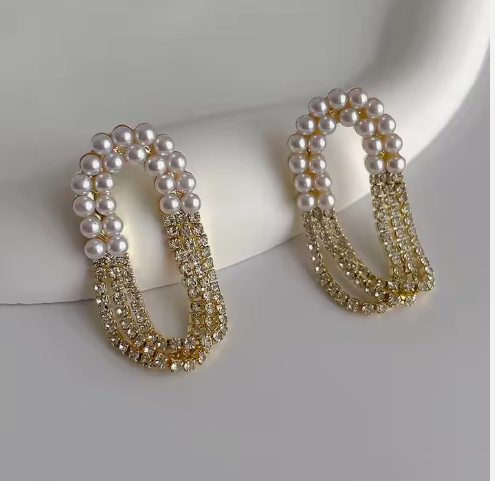 Crystal Duo Pearl Earrings