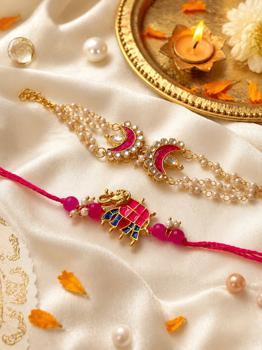 Kundan Gajraaj Bhaiya Bhabhi Rakhi Combo
