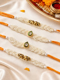 Set Of 4 Pearl Grace Rakhi Combo