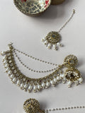 Swarnika Pearl Earrings Mangtika Set