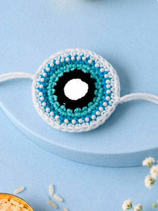 Evil Eye Charm Crochet Rakhi