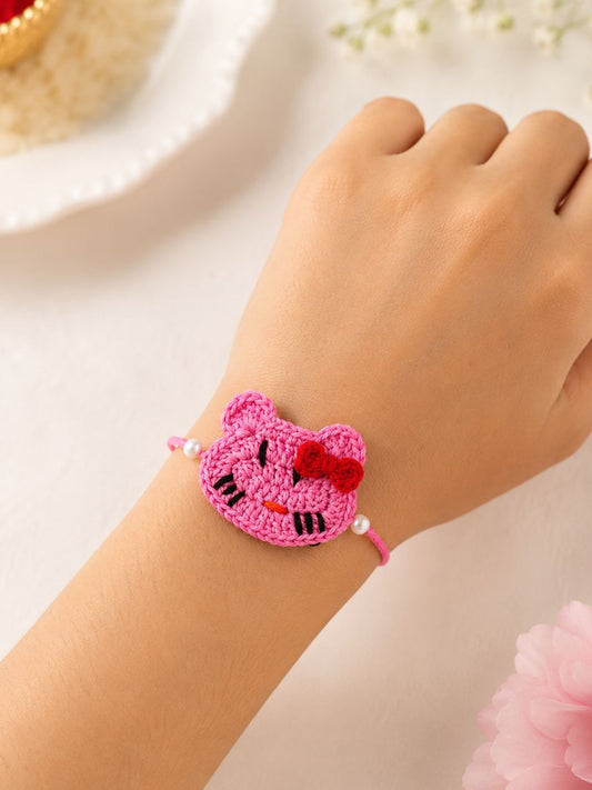 Pink Kitty Crochet Rakhi