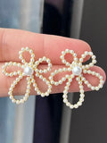 Floral Pearl Stud Earrings