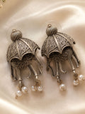 Elephant Charm Oxidised Earrings