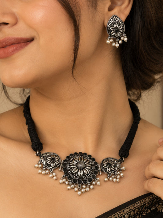 Noor Choker Oxidised Necklace Set