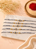 Set of 5 Evil Eye Beaded Thread Rakhi