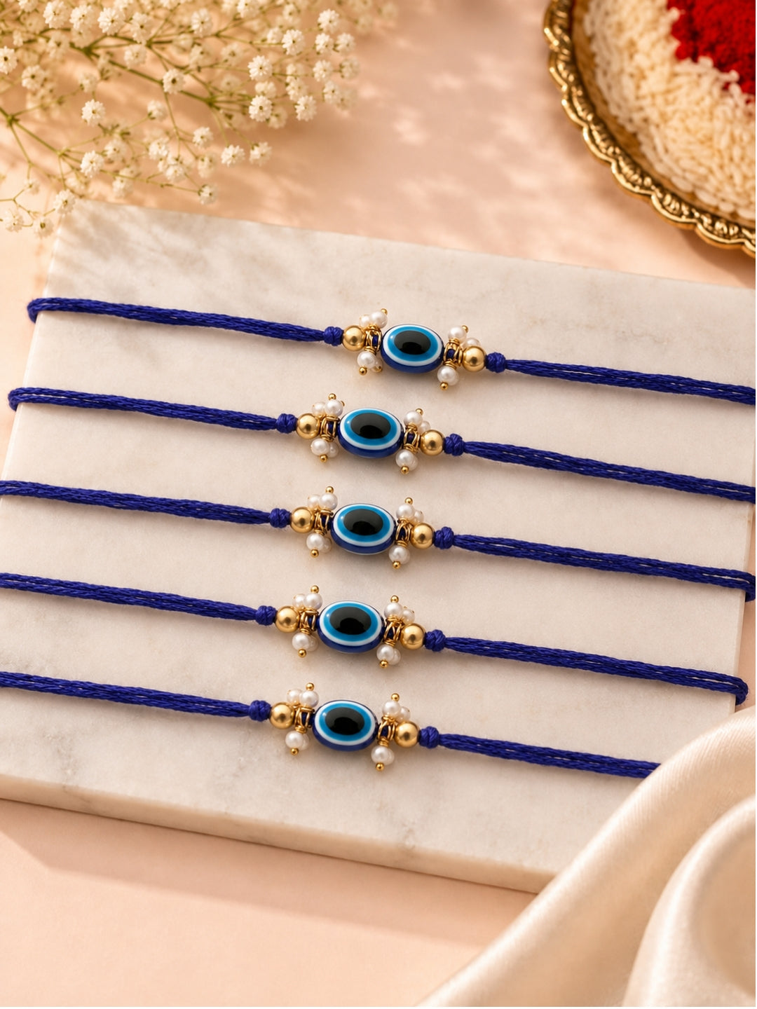 Set of 5 Raksha Pearl Rakhi