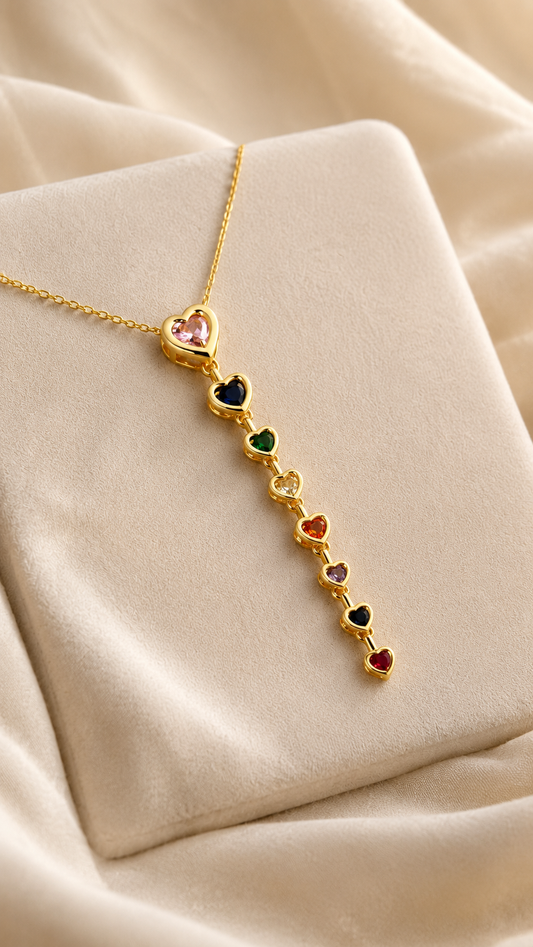 Multicolor Heartline Necklace