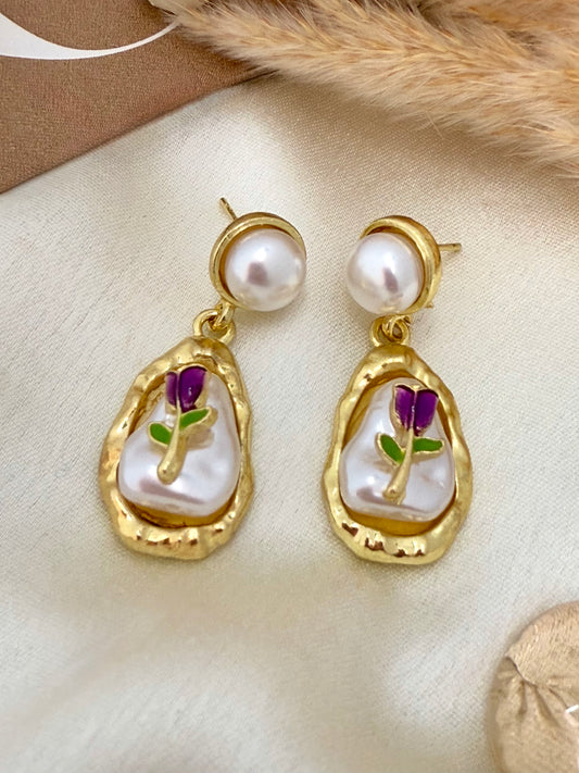 Floral Pearl Drop Earrings