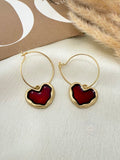 Red Heart Gold Hoops