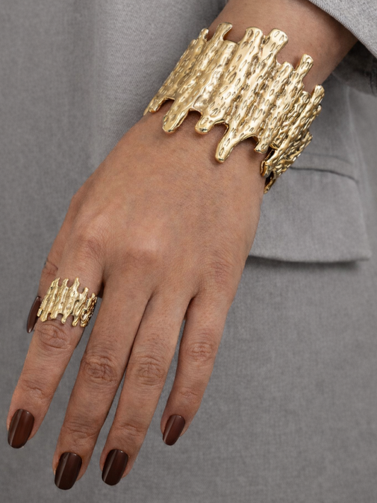 Golden Armour Cuff Ring Set