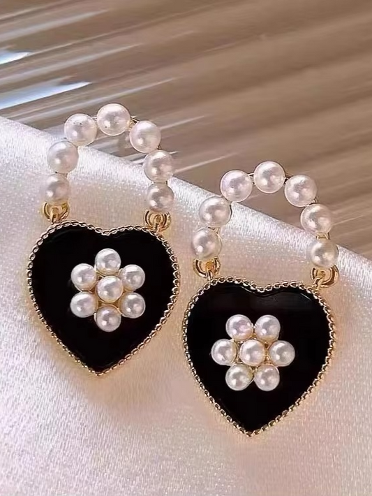 Pearl Lock Charm Earrings